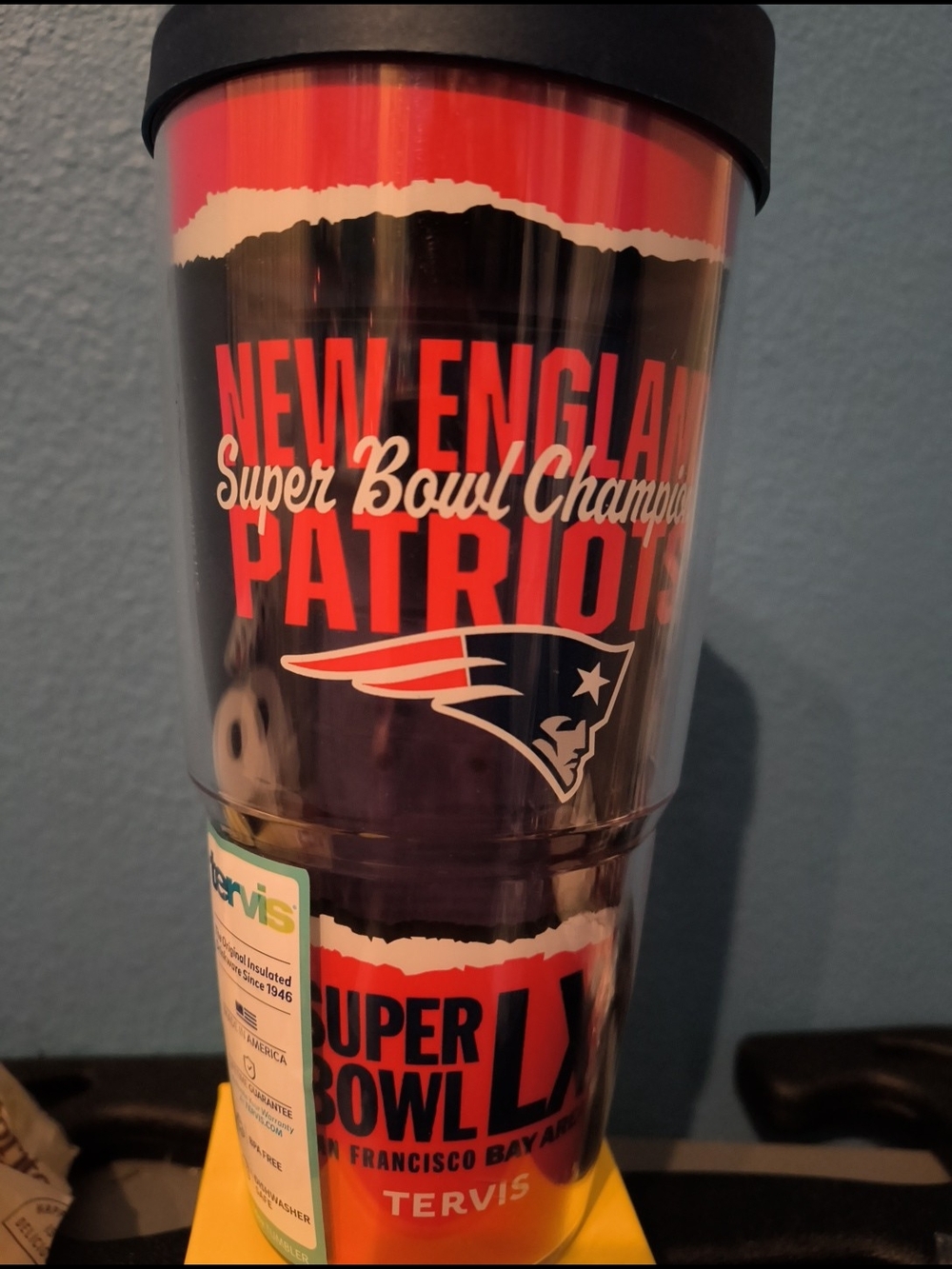 tervis Red and Blue New England Patriots Super Bowl Tumbler